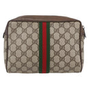 GUCCI GG Supreme Web Sherry Line Clutch Bag PVC Beige 75 01 012 Auth BA7457-2