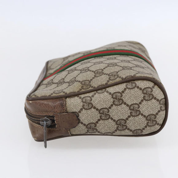 GUCCI GG Supreme Web Sherry Line Clutch Bag PVC Beige 75 01 012 Auth BA7457