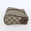 GUCCI GG Supreme Web Sherry Line Clutch Bag PVC Beige 75 01 012 Auth BA7457-4
