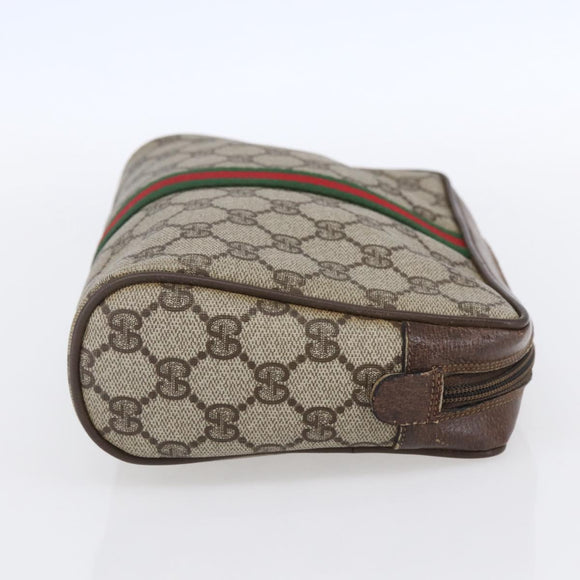 GUCCI GG Supreme Web Sherry Line Clutch Bag PVC Beige 75 01 012 Auth BA7457