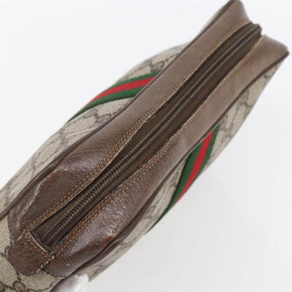 GUCCI GG Supreme Web Sherry Line Clutch Bag PVC Beige 75 01 012 Auth BA7457