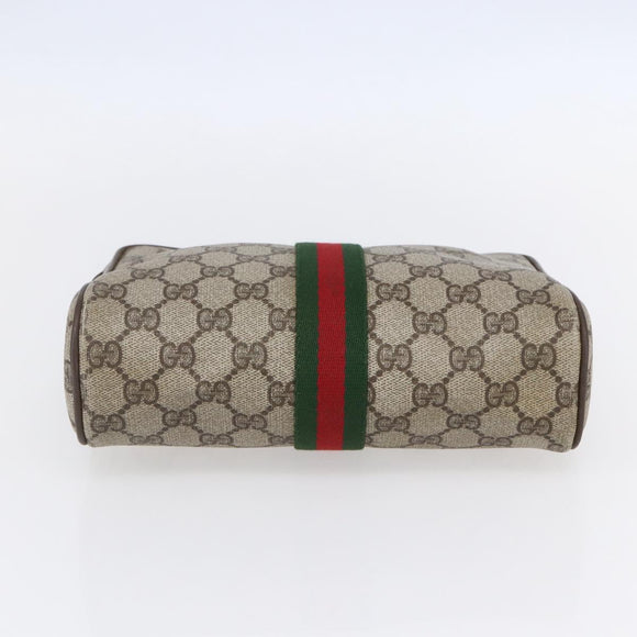 GUCCI GG Supreme Web Sherry Line Clutch Bag PVC Beige 75 01 012 Auth BA7457