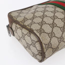 GUCCI GG Supreme Web Sherry Line Clutch Bag PVC Beige 75 01 012 Auth BA7457-14