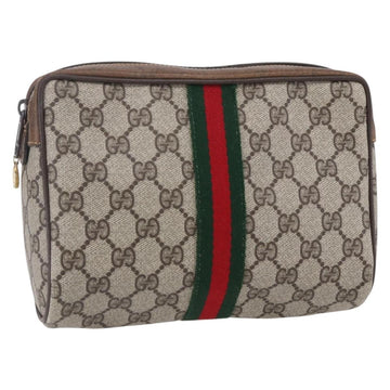 GUCCI GG Supreme Web Sherry Line Bag PVC Beige Red 32 014 3553 Auth BA7458