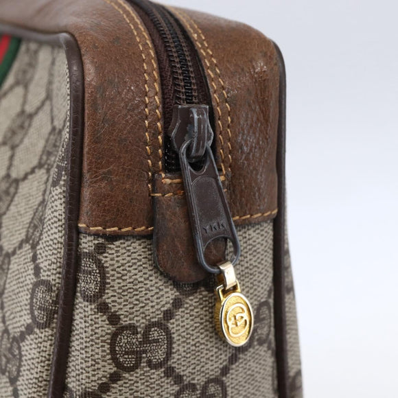 GUCCI GG Supreme Web Sherry Line Bag PVC Beige Red 32 014 3553 Auth BA7458