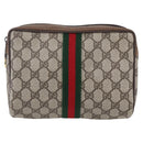 GUCCI GG Supreme Web Sherry Line Bag PVC Beige Red 32 014 3553 Auth BA7458-2