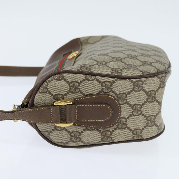 GUCCI GG Supreme Web Sherry Line Bag PVC Beige Gold 001 58 0918 Auth BA7459