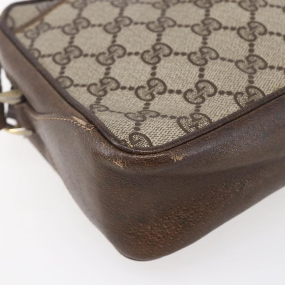 GUCCI GG Supreme Web Sherry Line Shoulder Bag PVC Beige Gold Auth BA7460