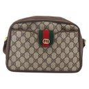 GUCCI GG Supreme Web Sherry Line Shoulder Bag PVC Beige Gold Auth BA7460-2