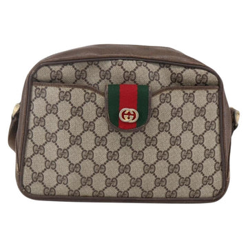 GUCCI GG Supreme Web Sherry Line Shoulder Bag PVC Beige Gold Auth BA7460 - 0