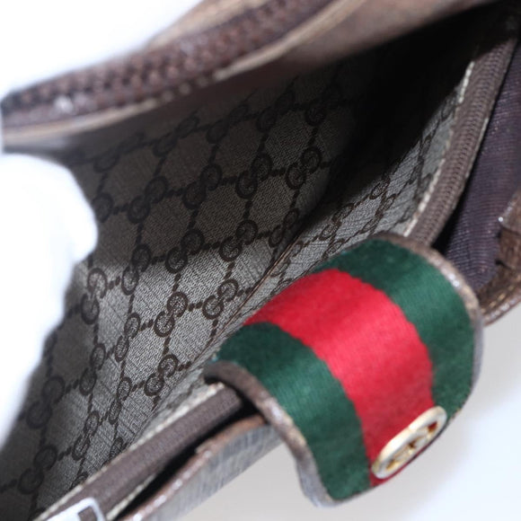 GUCCI GG Supreme Web Sherry Line Shoulder Bag PVC Beige Gold Auth BA7460