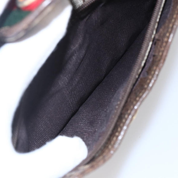 GUCCI GG Supreme Web Sherry Line Shoulder Bag PVC Beige Gold Auth BA7460