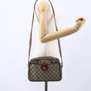 GUCCI GG Supreme Web Sherry Line Shoulder Bag PVC Beige Gold Auth BA7460-25