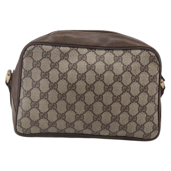 GUCCI GG Supreme Web Sherry Line Shoulder Bag PVC Beige Gold Auth BA7460