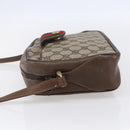 GUCCI GG Supreme Web Sherry Line Shoulder Bag PVC Beige Gold Auth BA7460-4