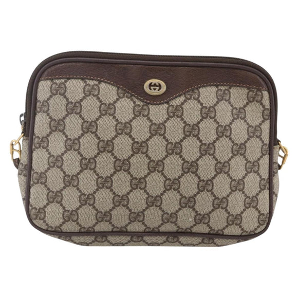 GUCCI GG Supreme Shoulder Bag PVC Beige Gold 97 02 068 Auth BA7461