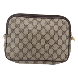 GUCCI GG Supreme Shoulder Bag PVC Beige Gold 97 02 068 Auth BA7461 - 0