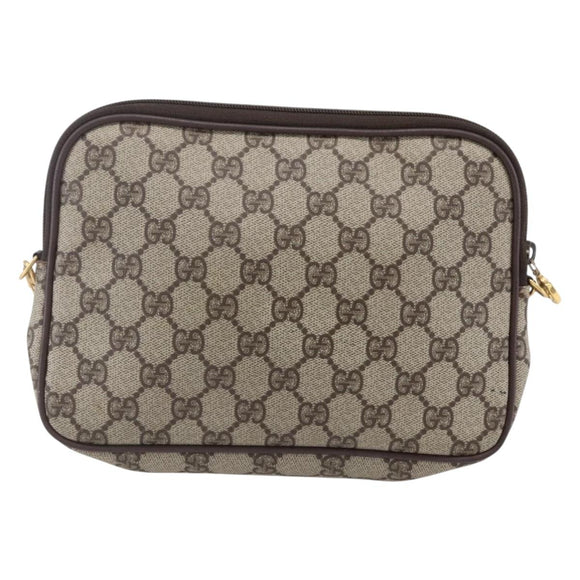 GUCCI GG Supreme Shoulder Bag PVC Beige Gold 97 02 068 Auth BA7461