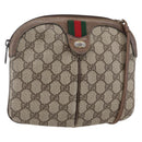 GUCCI GG Supreme Web Sherry Line Bag PVC Beige Gold 904 02 047 Auth BA7462-1