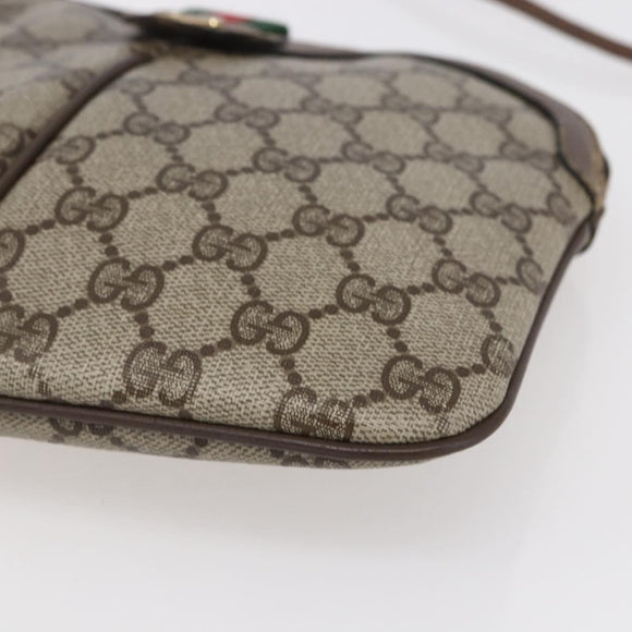 GUCCI GG Supreme Web Sherry Line Bag PVC Beige Gold 904 02 047 Auth BA7462