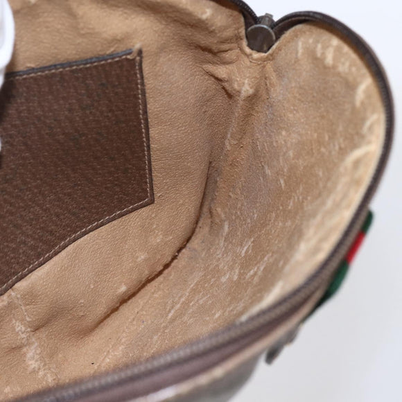 GUCCI GG Supreme Web Sherry Line Bag PVC Beige Gold 904 02 047 Auth BA7462