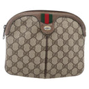 GUCCI GG Supreme Web Sherry Line Bag PVC Beige Gold 904 02 047 Auth BA7462-13