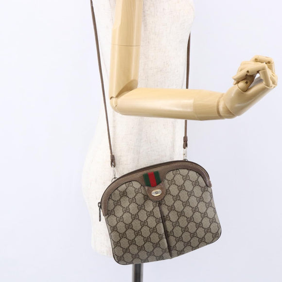 GUCCI GG Supreme Web Sherry Line Bag PVC Beige Gold 904 02 047 Auth BA7462