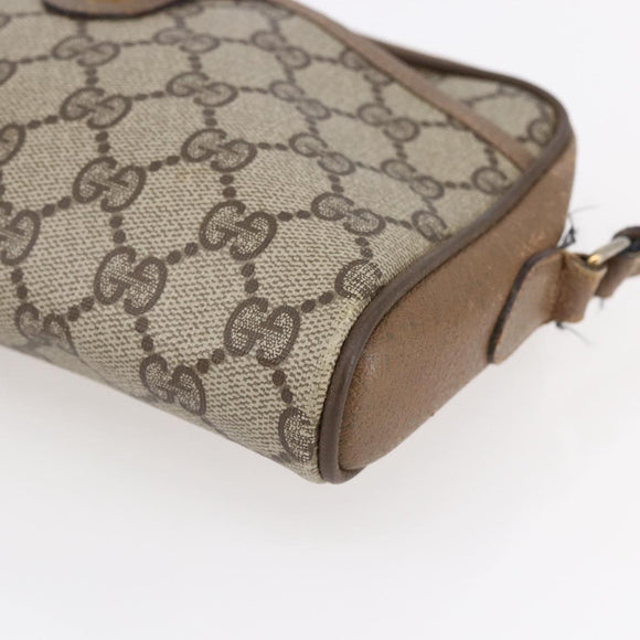 GUCCI GG Supreme Web Sherry Line Bag PVC Beige Gold 116 02 089 Auth BA7464