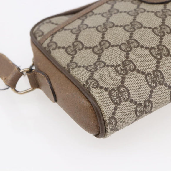 GUCCI GG Supreme Web Sherry Line Bag PVC Beige Gold 116 02 089 Auth BA7464