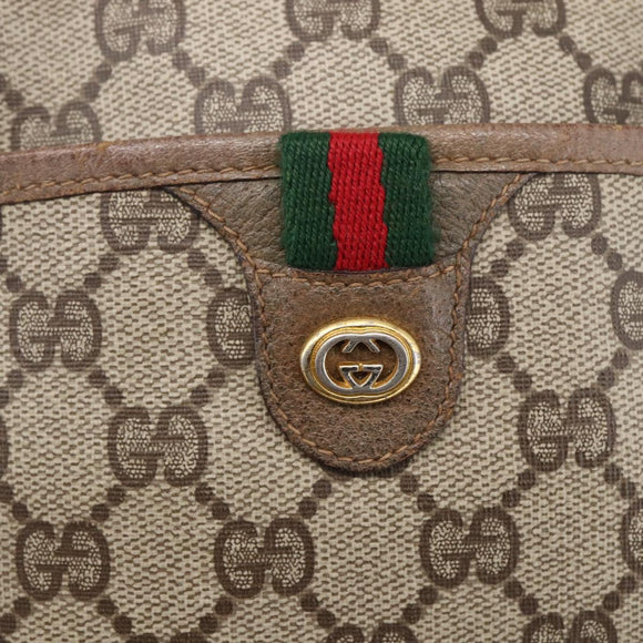 GUCCI GG Supreme Web Sherry Line Bag PVC Beige Gold 116 02 089 Auth BA7464