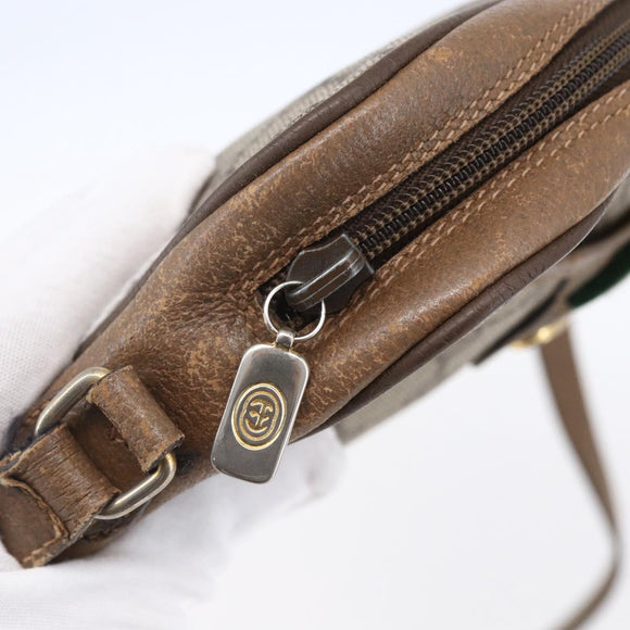 GUCCI GG Supreme Web Sherry Line Bag PVC Beige Gold 116 02 089 Auth BA7464