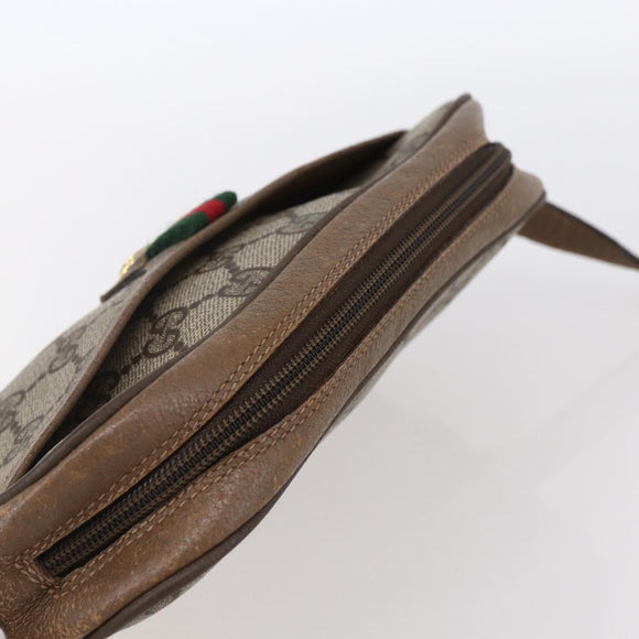 GUCCI GG Supreme Web Sherry Line Bag PVC Beige Gold 116 02 089 Auth BA7464