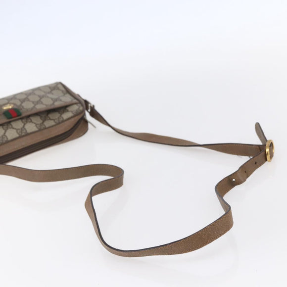 GUCCI GG Supreme Web Sherry Line Bag PVC Beige Gold 116 02 089 Auth BA7464