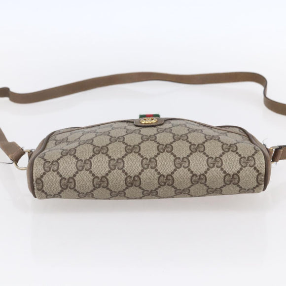 GUCCI GG Supreme Web Sherry Line Bag PVC Beige Gold 116 02 089 Auth BA7464