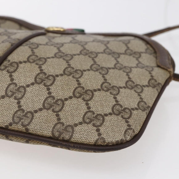 GUCCI GG Supreme Web Sherry Line Bag PVC Beige Gold 904 02 047 Auth BA7465