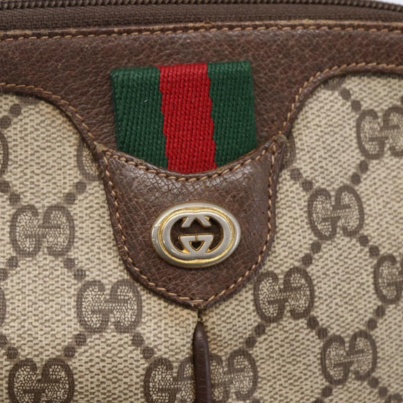 GUCCI GG Supreme Web Sherry Line Bag PVC Beige Gold 904 02 047 Auth BA7465