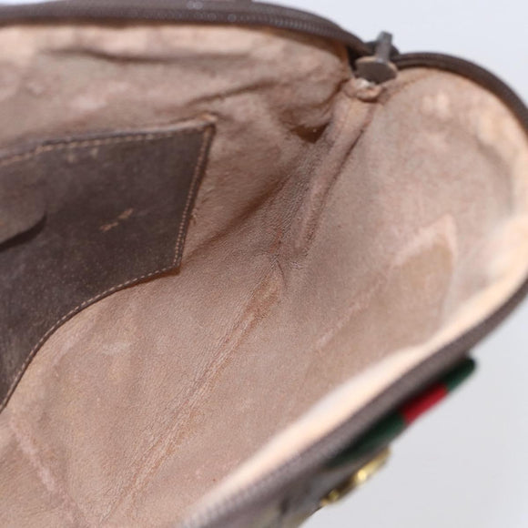 GUCCI GG Supreme Web Sherry Line Bag PVC Beige Gold 904 02 047 Auth BA7465