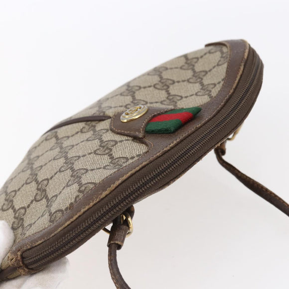 GUCCI GG Supreme Web Sherry Line Bag PVC Beige Gold 904 02 047 Auth BA7465