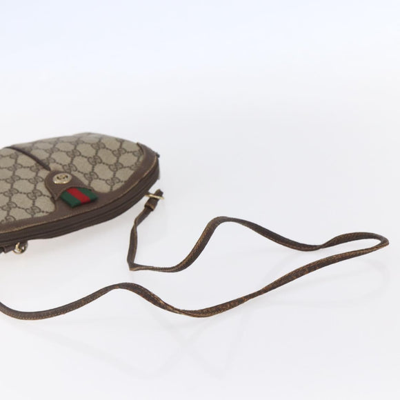 GUCCI GG Supreme Web Sherry Line Bag PVC Beige Gold 904 02 047 Auth BA7465