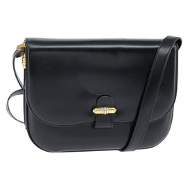 GUCCI Shoulder Bag Leather Black Gold 001 406 0621 Auth BA7466