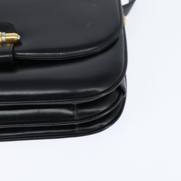 GUCCI Shoulder Bag Leather Black Gold 001 406 0621 Auth BA7466