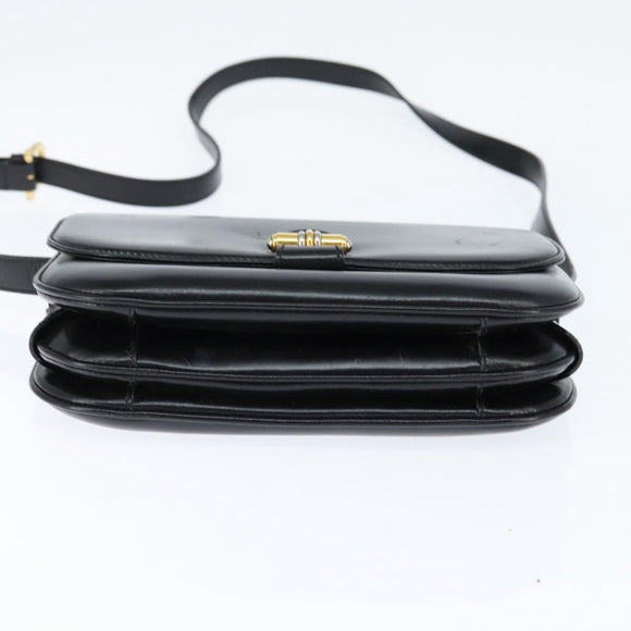 GUCCI Shoulder Bag Leather Black Gold 001 406 0621 Auth BA7466