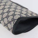GUCCI GG Supreme Sherry Line Clutch Bag PVC Navy Gold 156 01 030 Auth BA7467-15