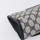 GUCCI GG Supreme Sherry Line Clutch Bag PVC Navy Gold 156 01 030 Auth BA7467-16