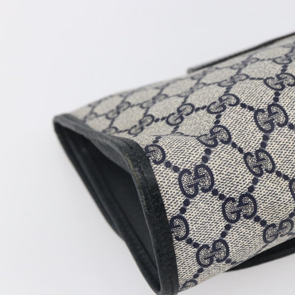GUCCI GG Supreme Sherry Line Clutch Bag PVC Navy Gold 156 01 030 Auth BA7467