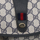 GUCCI GG Supreme Sherry Line Clutch Bag PVC Navy Gold 156 01 030 Auth BA7467-8