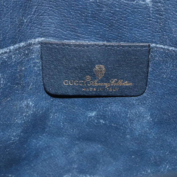 GUCCI GG Supreme Sherry Line Clutch Bag PVC Navy Gold 156 01 030 Auth BA7467