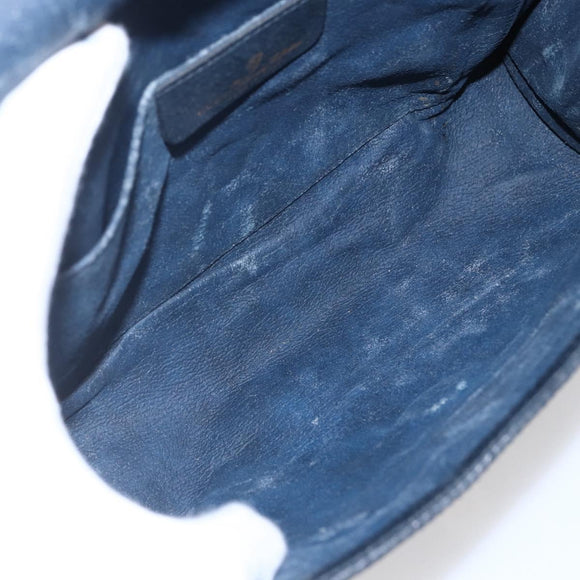 GUCCI GG Supreme Sherry Line Clutch Bag PVC Navy Gold 156 01 030 Auth BA7467