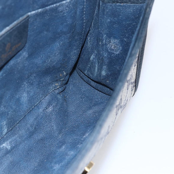 GUCCI GG Supreme Sherry Line Clutch Bag PVC Navy Gold 156 01 030 Auth BA7467