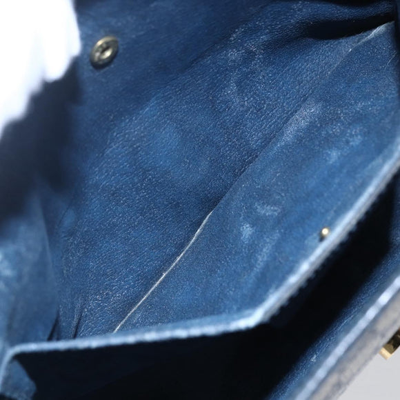 GUCCI GG Supreme Sherry Line Clutch Bag PVC Navy Gold 156 01 030 Auth BA7467